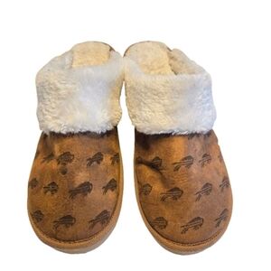 FOCO Buffalo Bills Repeat Logo Moccasin Faux Shearling Slippers Size XL
